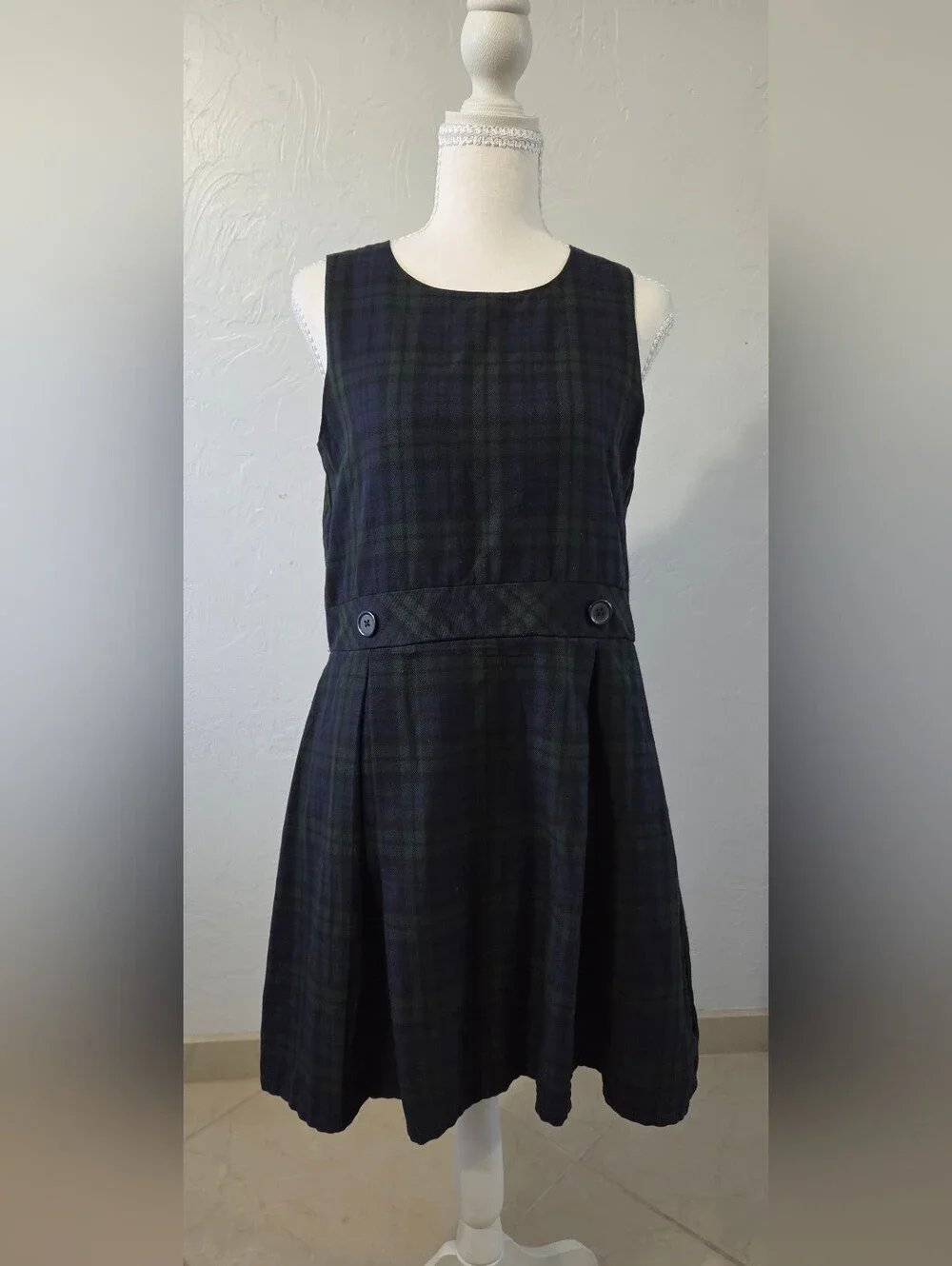Lands’ End Girls Plaid Jumper Dress Youth 14 XL Preppy Academia Schoolcore